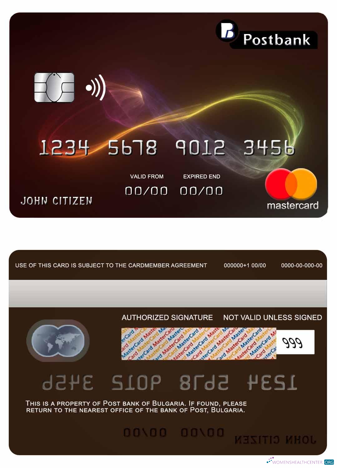 Download Bulgaria Post bank mastercard Photoshop template